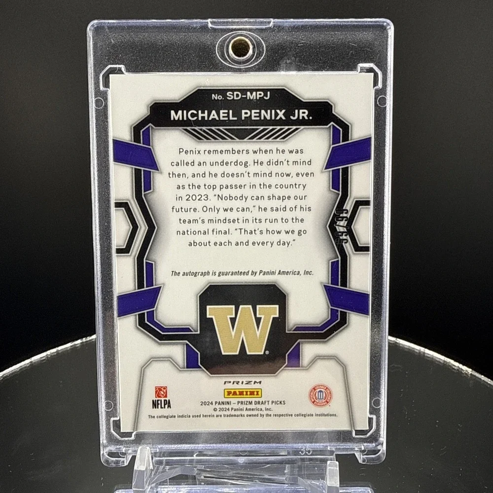 2024 Panini Prizm Draft Picks Signing Day Michael Penix Jr. Purple Ice RC 99/99